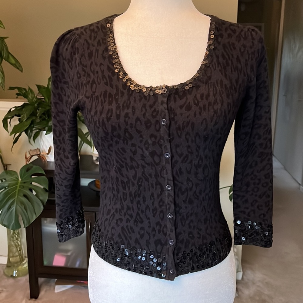 Sequin Leopard Cardigan